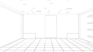 Renkli giysiler iç görüntü depolama, 3 boyutlu illüstrasyon 