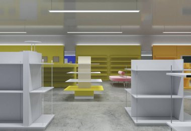 Kıyafetler iç mekan görüntülemesi, 3 boyutlu illüstrasyon 