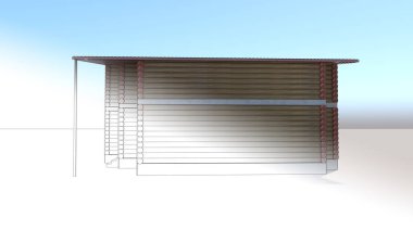 Ev binası, 3 boyutlu görselleştirme, illüstrasyon