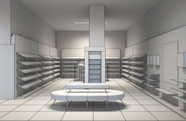 Renk depolama iç görselleştirme, 3d illüstrasyon 