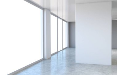 Boş oda iç tasviri, 3 boyutlu illüstrasyon 