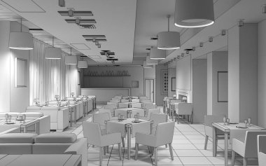 Kafe içi görselleştirme, 3D çizim çizimi 