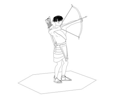 Beyaz arka planda savaşçının 3D çizimi