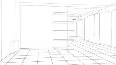 Renkli giysiler iç görüntü depolama, 3 boyutlu illüstrasyon 