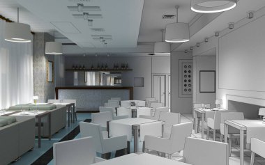 Kafe içi görselleştirme, 3D çizim çizimi 
