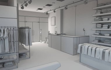 Modern depolama iç görselleştirme, 3d illüstrasyon