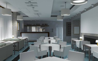 Kafe içi görselleştirme, 3D çizim çizimi 