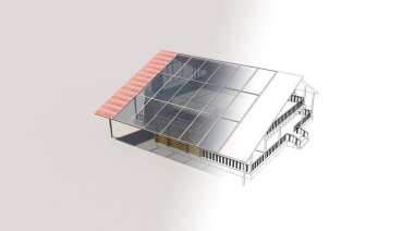 Ev binası, 3 boyutlu görselleştirme, illüstrasyon