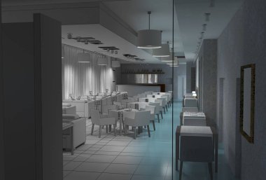 Kafe içi görselleştirme, 3D çizim çizimi 