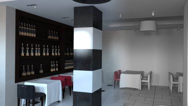 Kafe içi görselleştirme, 3D çizim çizimi 