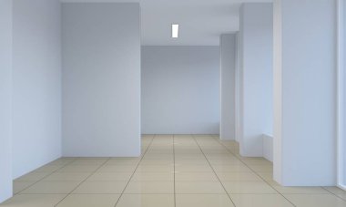 Boş oda iç tasviri, 3 boyutlu illüstrasyon 