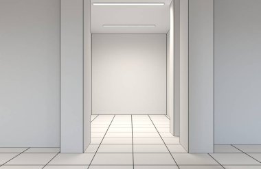 Boş oda iç tasviri, 3 boyutlu illüstrasyon 