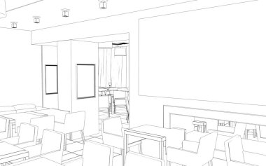 Kafe içi görselleştirme, 3D çizim çizimi 