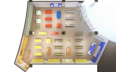 Depolama iç görselleştirme görünümünün üzerinde, 3d renk illüstrasyonuName 