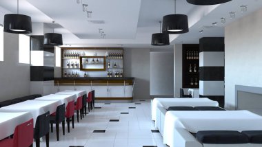 Kafe içi görselleştirme, 3D çizim çizimi 