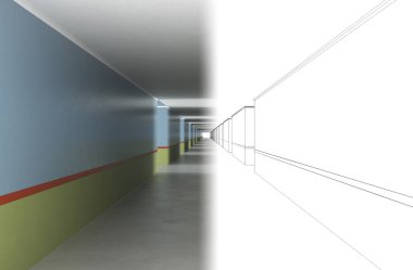 3d iç görüntü koridoru