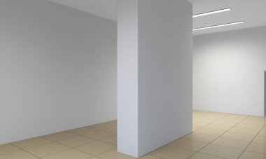 Boş oda iç tasviri, 3 boyutlu illüstrasyon 
