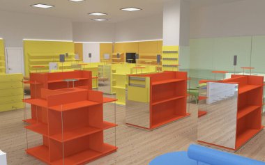 Renk depolama iç görselleştirme, 3d illüstrasyon 