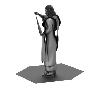 Beyaz arka planda eski bir adamın 3D çizimi