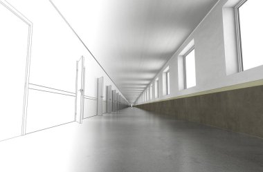 3d iç görüntü koridoru