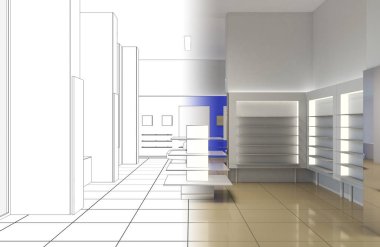 Renk depolama iç görselleştirme, 3d illüstrasyon 