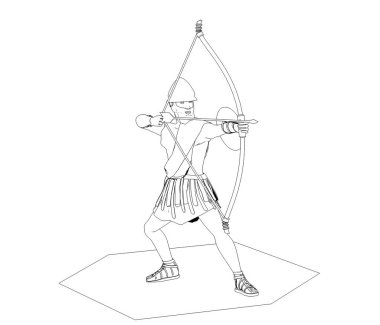 Beyaz arka planda savaşçının 3D çizimi