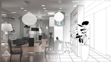 Modern depolama iç görselleştirme, 3d illüstrasyon