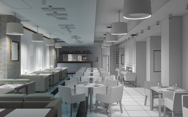 Kafe içi görselleştirme, 3D çizim çizimi 