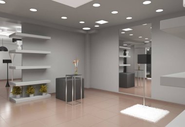 Modern depolama iç görselleştirme, 3d illüstrasyon