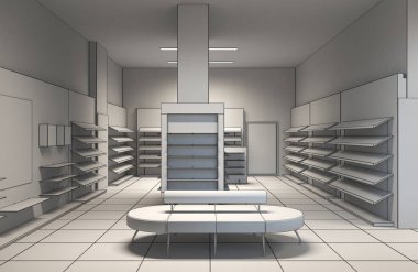 Renk depolama iç görselleştirme, 3d illüstrasyon 