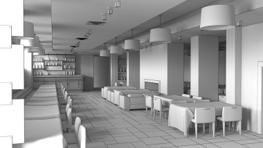 Kafe içi görselleştirme, 3D çizim çizimi 