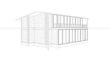 Ev binası, 3 boyutlu görselleştirme, illüstrasyon