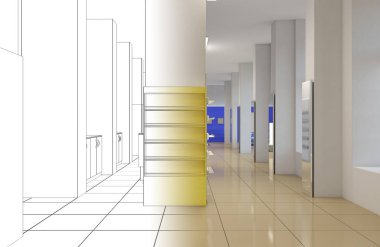 Renk depolama iç görselleştirme, 3d illüstrasyon 