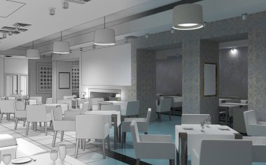 Kafe içi görselleştirme, 3D çizim çizimi 