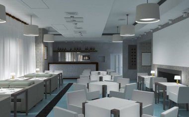 Kafe içi görselleştirme, 3D çizim çizimi 