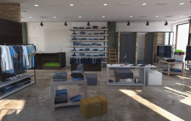 Modern depolama iç görselleştirme, 3d illüstrasyon