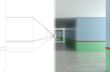 3d iç görüntü koridoru