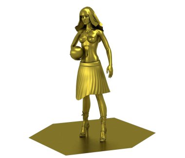 Toplu çıplak kızın 3D altın modeli. 