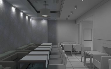 Kafe içi görselleştirme, 3D çizim çizimi 