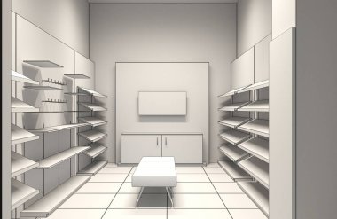Renk depolama iç görselleştirme, 3d illüstrasyon 