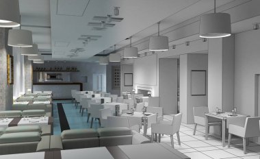 Kafe içi görselleştirme, 3D çizim çizimi 