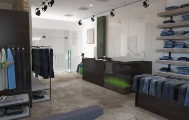 Modern depolama iç görselleştirme, 3d illüstrasyon