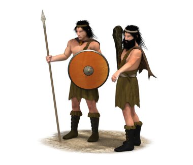 Beyaz arkaplandaki savaşçıların 3D çizimi