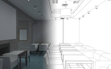 Kafe içi görselleştirme, 3D çizim çizimi 