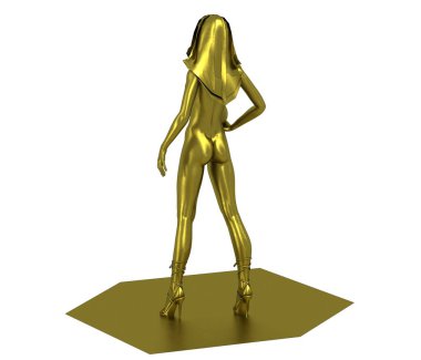Toplu çıplak kızın 3D altın modeli. 