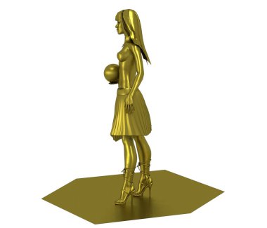 Toplu çıplak kızın 3D altın modeli. 