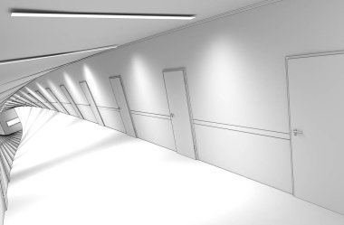 3d iç görüntü koridoru