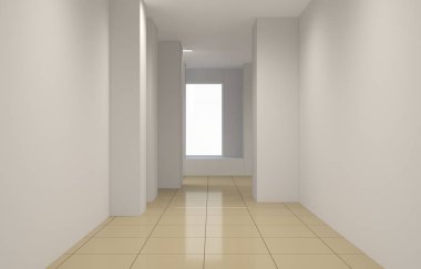 Boş oda iç tasviri, 3 boyutlu illüstrasyon 