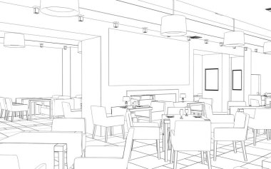 Kafe içi görselleştirme, 3D çizim çizimi 