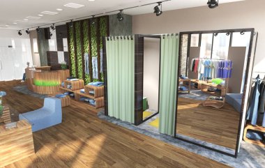 Modern depolama iç görselleştirme, 3d illüstrasyon